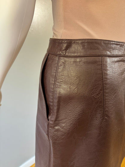 ZARA - Brown Faux Leather Mini Skirt