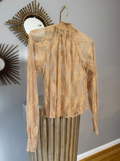 Forever 21 - Tan Lace Button Up Top