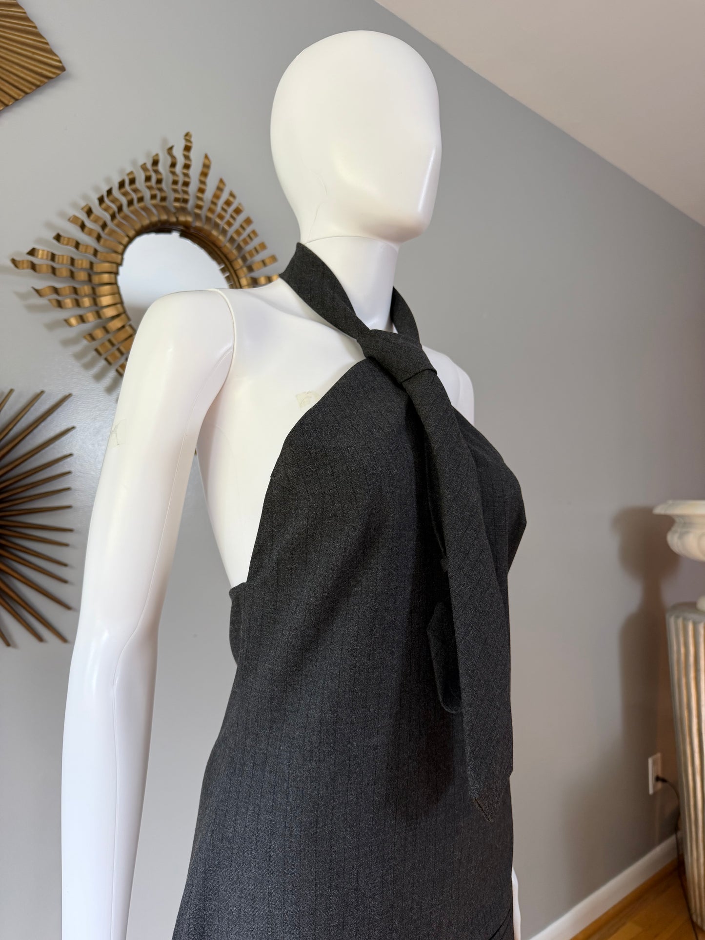 ZARA - Black Halter Tie-Neck Mini Dress