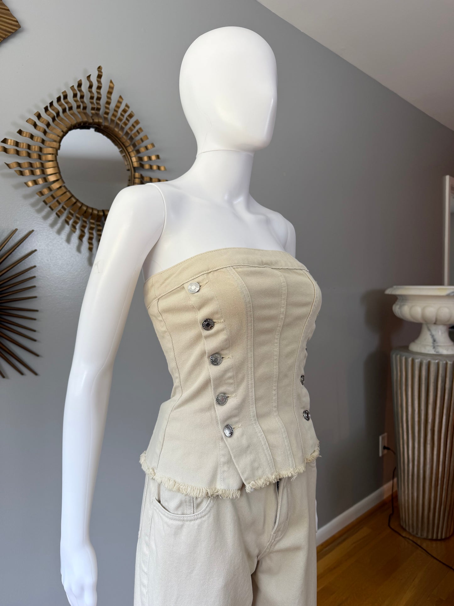 Mistress Rocks - Oat Denim Strapless Top and Jeans Set