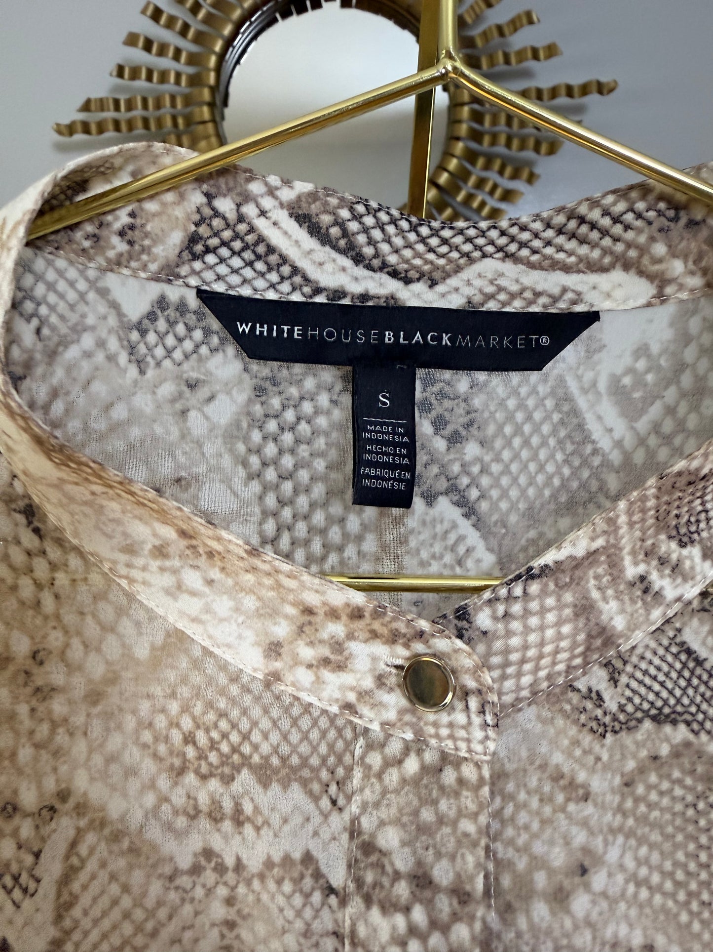 White House Black Market- Tan Python Skin Print Blouse