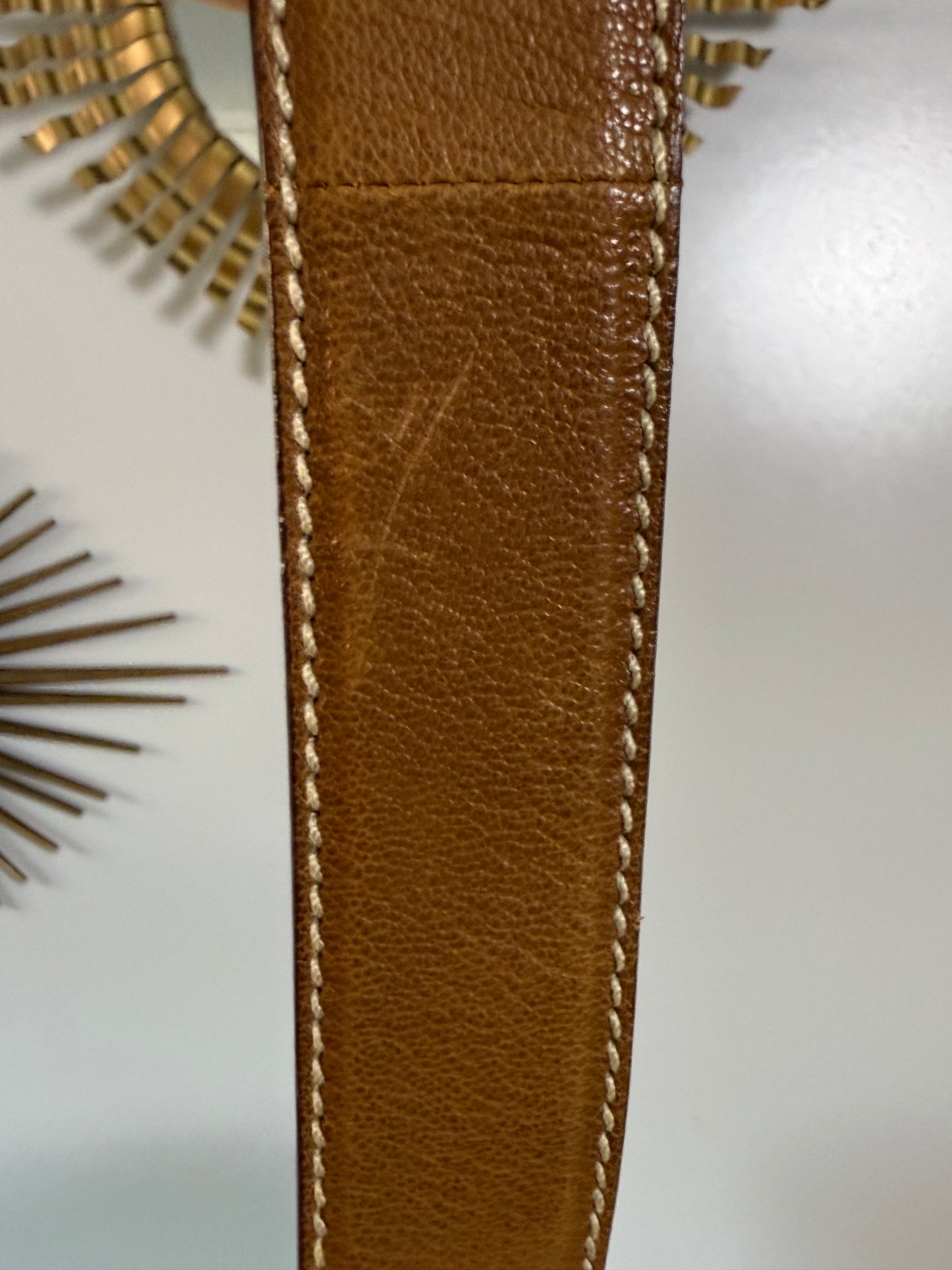 Prada - Vintage Tan Leather Belt w/ Wooden Buckle