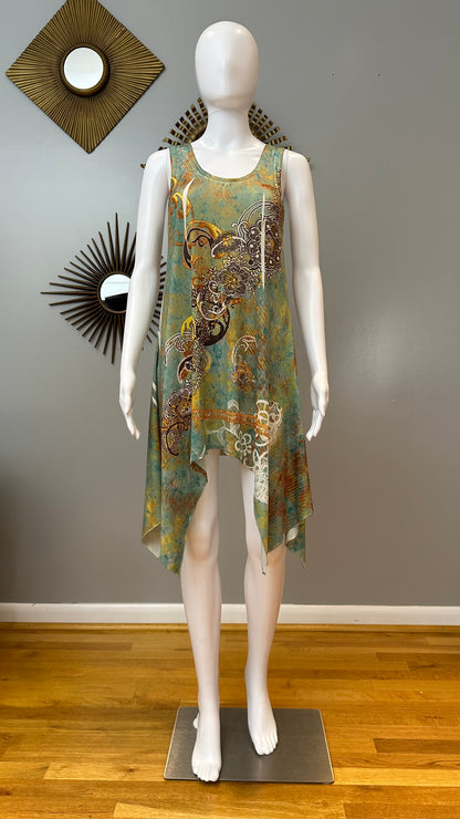 Green Printed High-low Dress