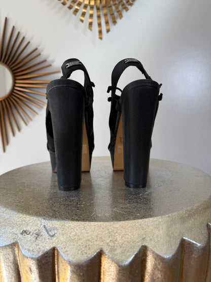 Diesel - Black Leather Platform Sandals