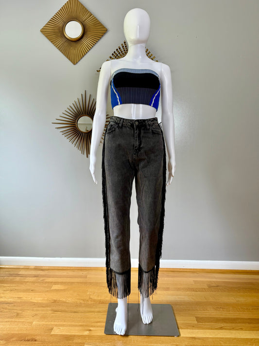 Nasty Gal - Black Fringe Jeans