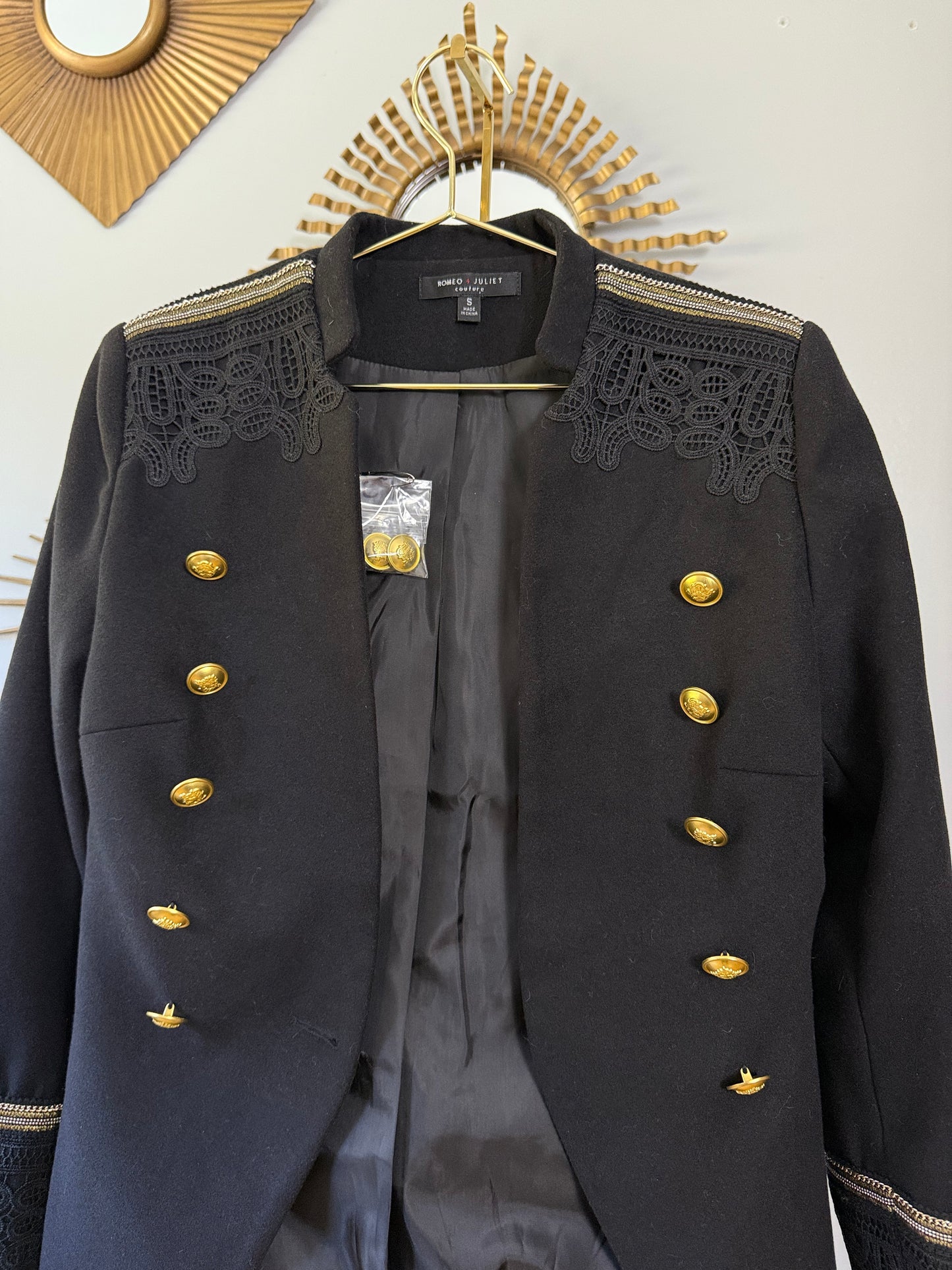 Romeo & Juliet Couture - Black Military Jacket w/ Gold Buttons