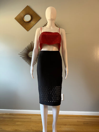 ZARA - Red Rhinestone Crop Top