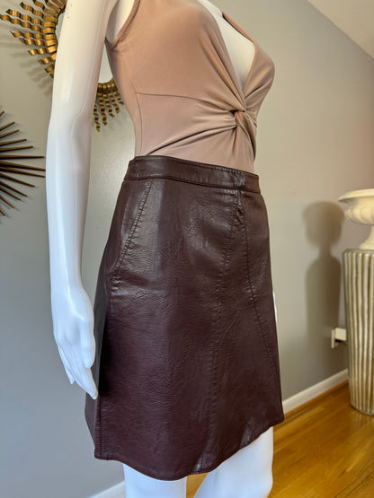 ZARA - Brown Faux Leather Mini Skirt