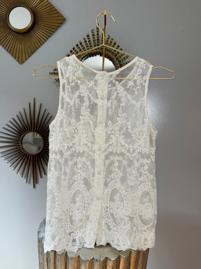Chloe & Katie - White Lace Boho Top