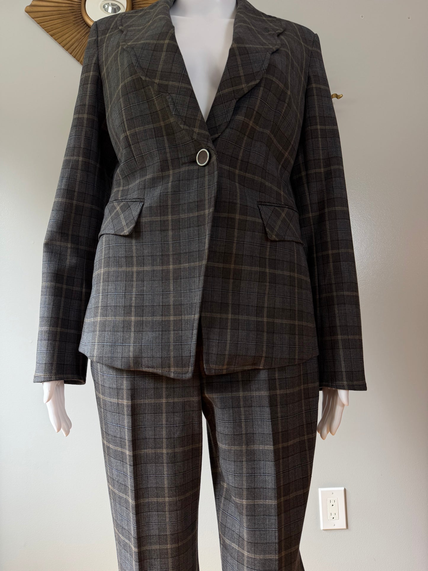 Etcetera - Blue & Grey Plaid Pantsuit