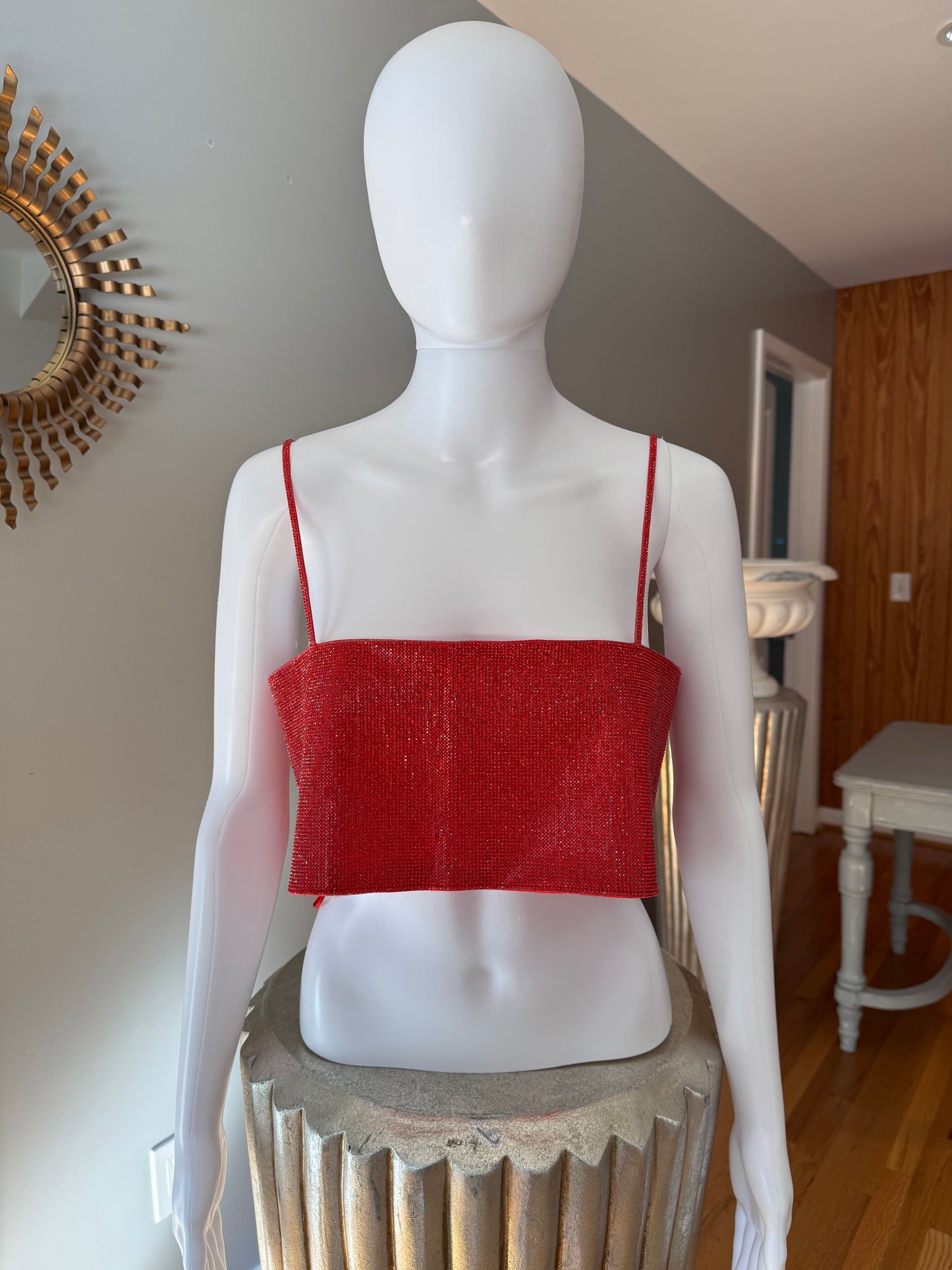 ZARA - Red Rhinestone Crop Top