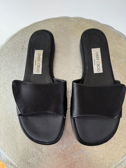 Jimmy Choo - Black Bora Bora Satin Slides