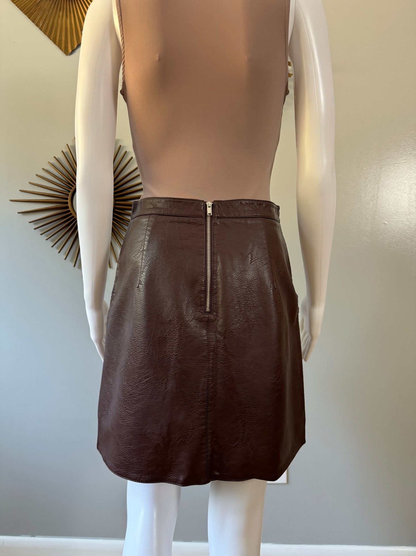 ZARA - Brown Faux Leather Mini Skirt