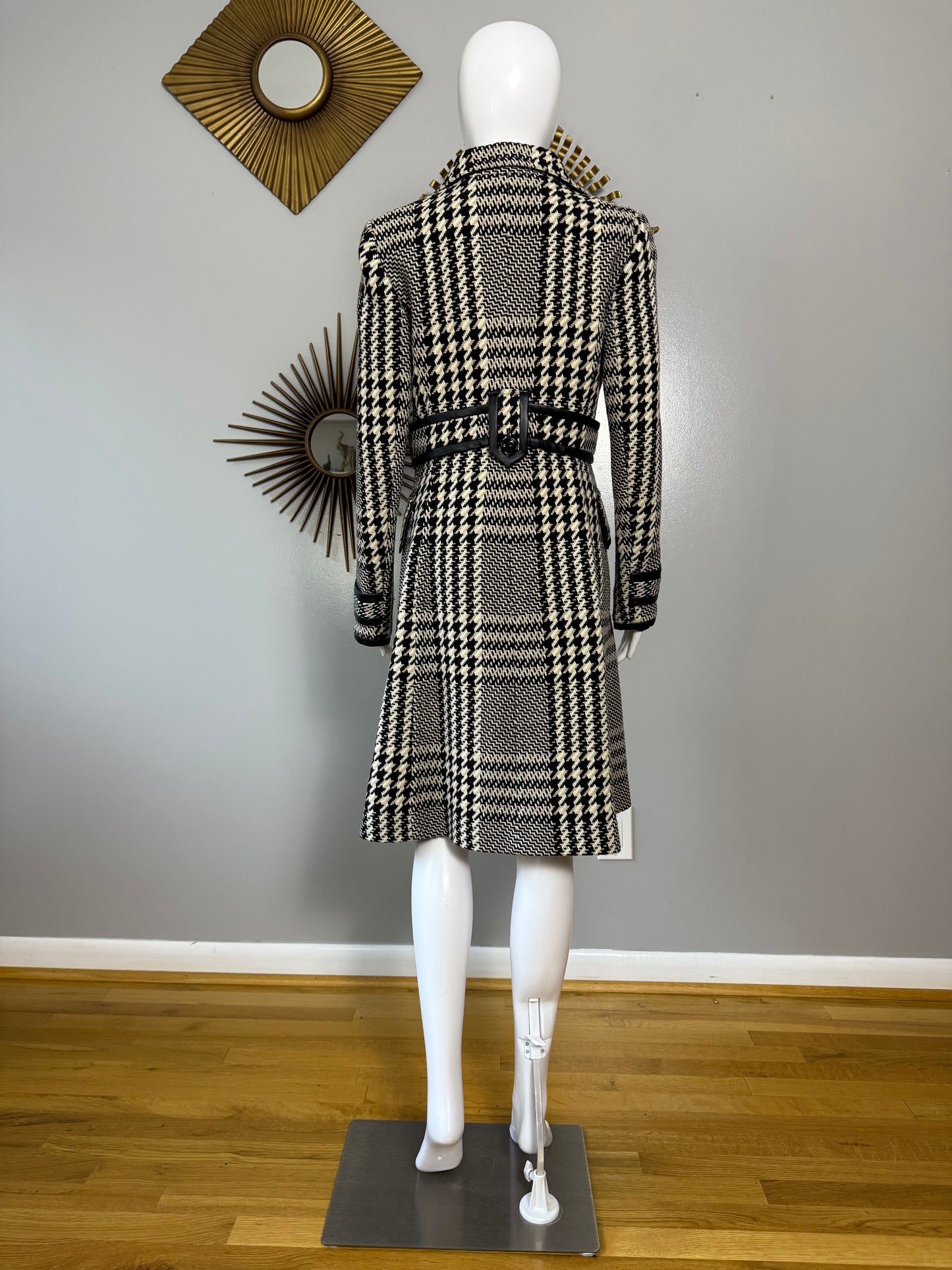 Karen Millen - Black Houndstooth Wool Coat