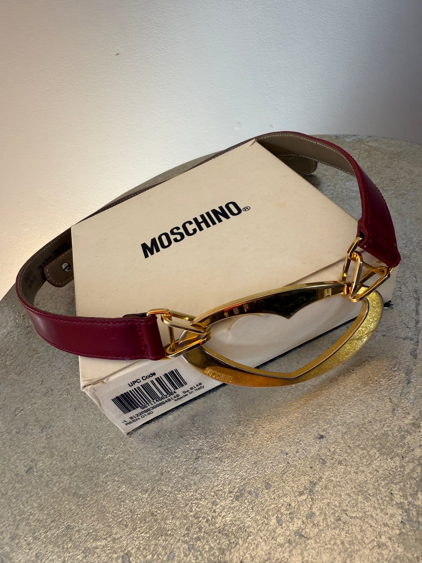 Moschino - Red Leather Heart Buckle Belt