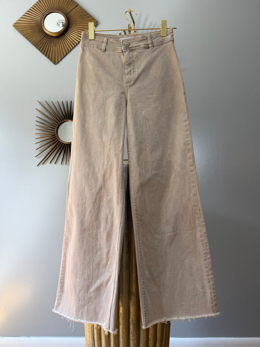 MNG - Tan Wide Leg Jeans
