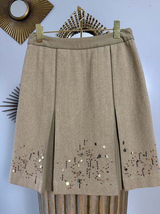 Ann Taylor Loft - Beige Skirt W/ Beaded Details