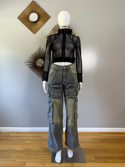 Equilibré - Black Mesh Crop Jacket