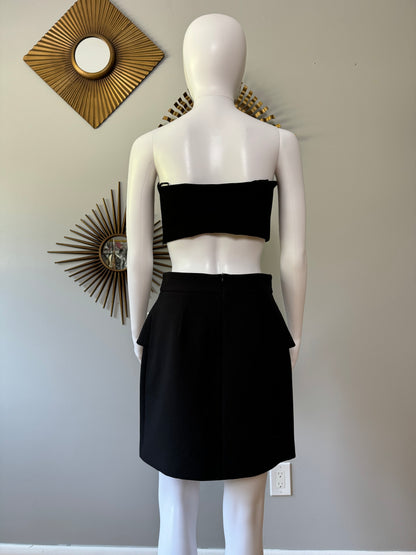 ZARA - Black Peplum Mini Skirt W/ Pearl Embellishments