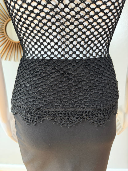 The Limited - Black Vintage Crochet Mock Neck Top