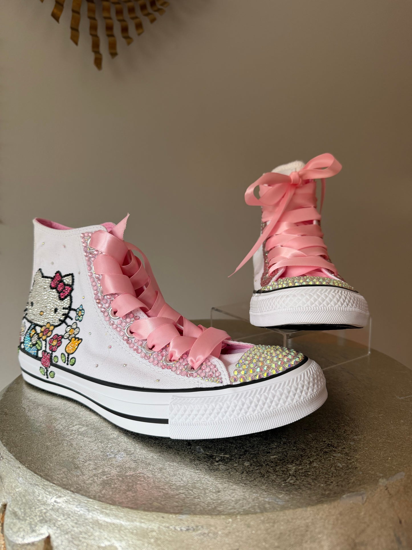 Converse - Hello Kitty White & Pink Bedazzled High Top Sneakers
