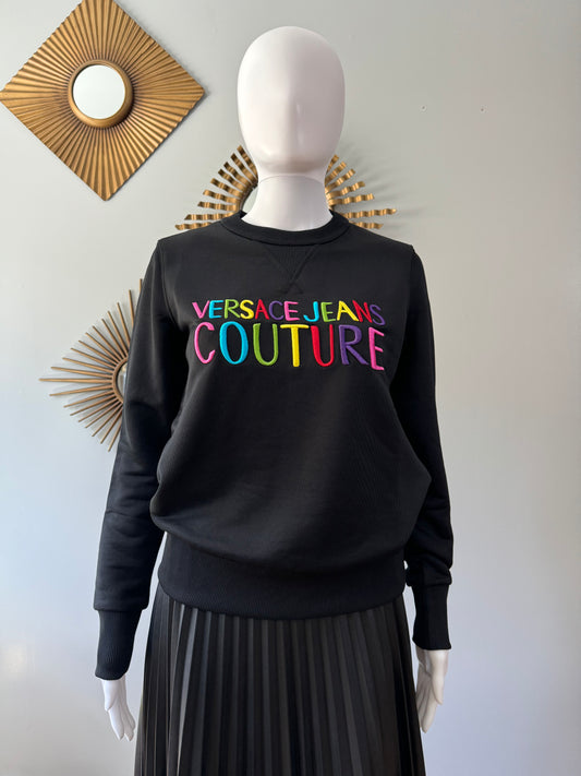 Versace Jeans - Black Crewneck Sweater w/ Multicolor Design