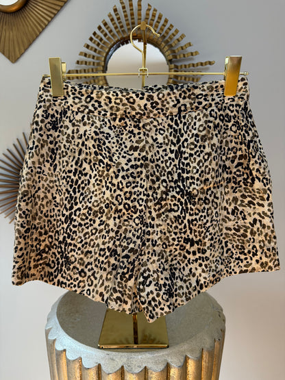Zara - Cheetah Print Linen-blend Shorts