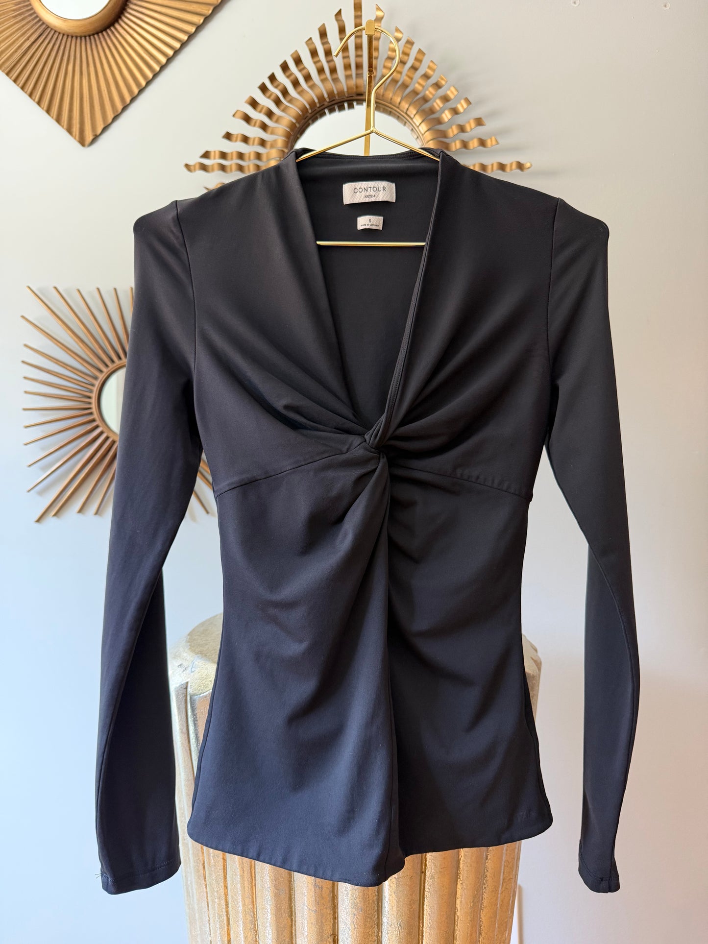 Aritzia - Black Contour Twist-Front Top