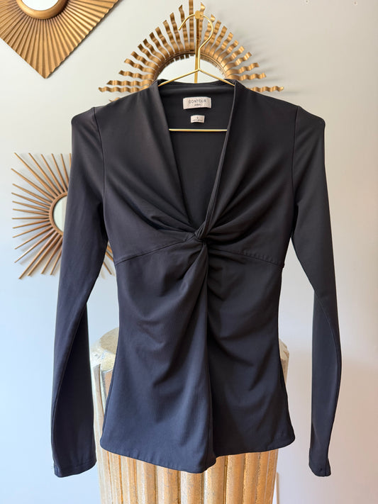 Aritzia - Black Contour Twist-Front Top