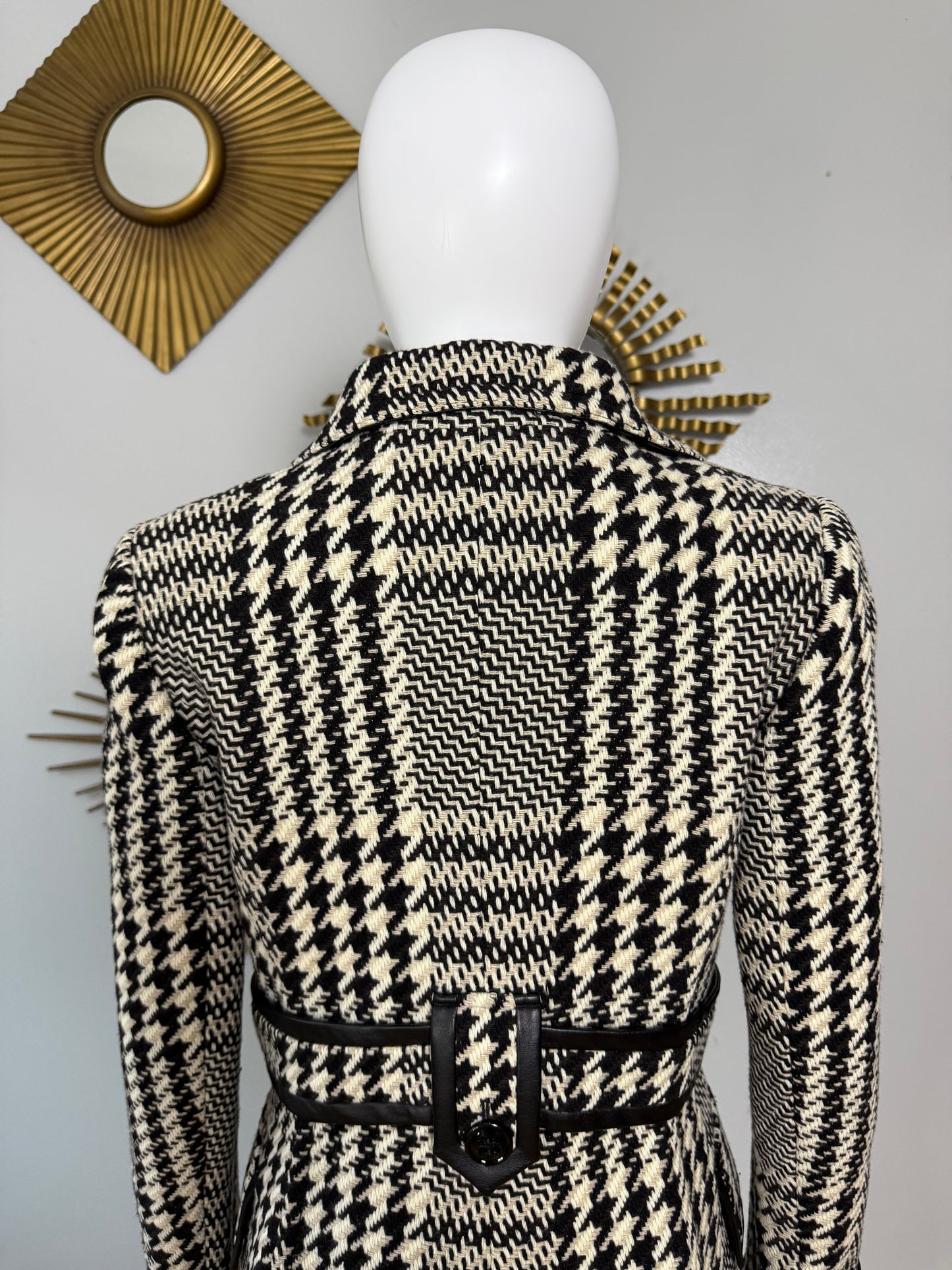 Karen Millen - Black Houndstooth Wool Coat