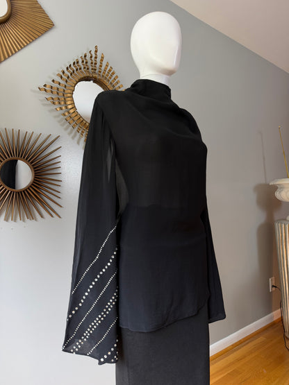 ZARA - Black Backless Embellished Top