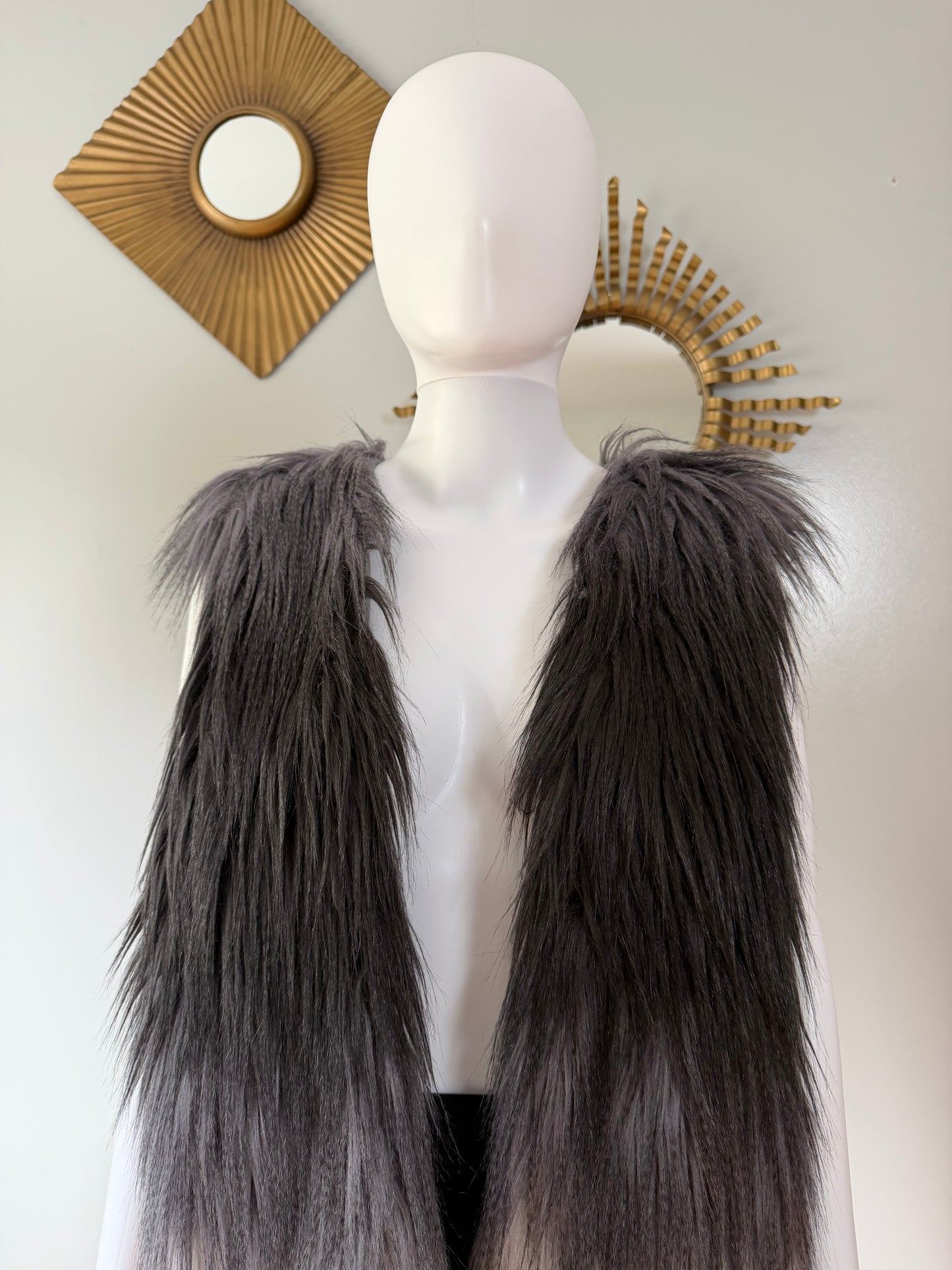 Melissa Paige - Grey Ombre Faux Fur Long Vest