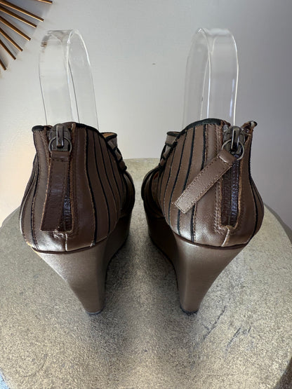 L.A.M.B - Brown & Black Bernadette Wedge Sandals