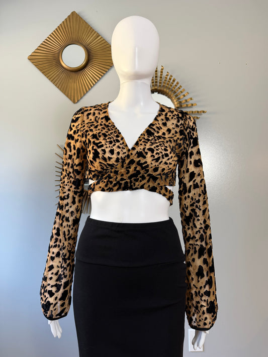 Tiger Mist - Brown Cheetah Print Crop Top