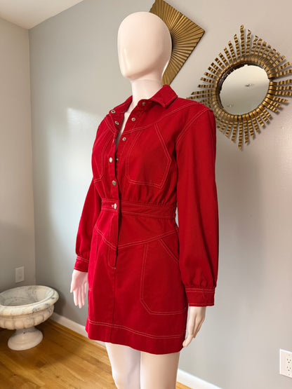 7 For all man kind - Red Denim Mini Dress