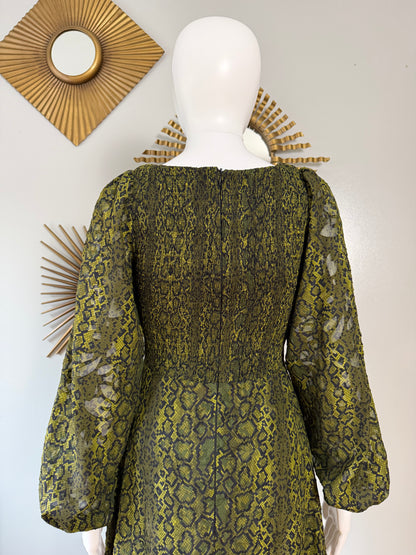 French Connection- Green Aurey Python Maxi Dress
