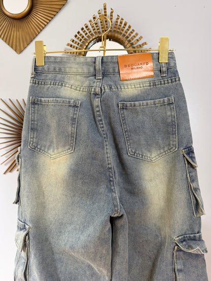 Milano - Blue Cargo High Waist Jeans