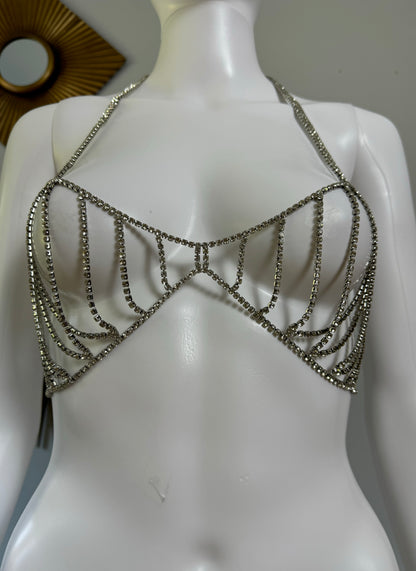 ZARA - Silver Rhinestone Bra Top