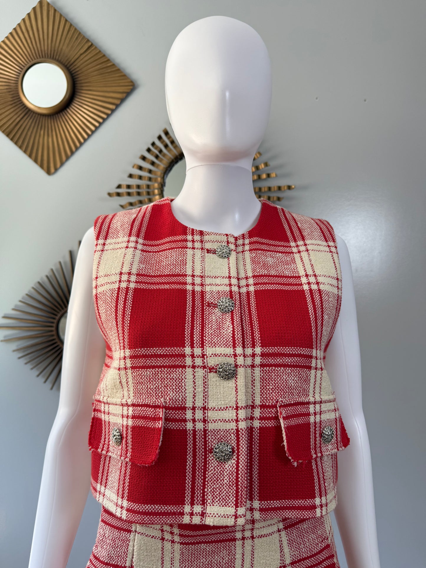 Zara - Red Plaid Skirt Set