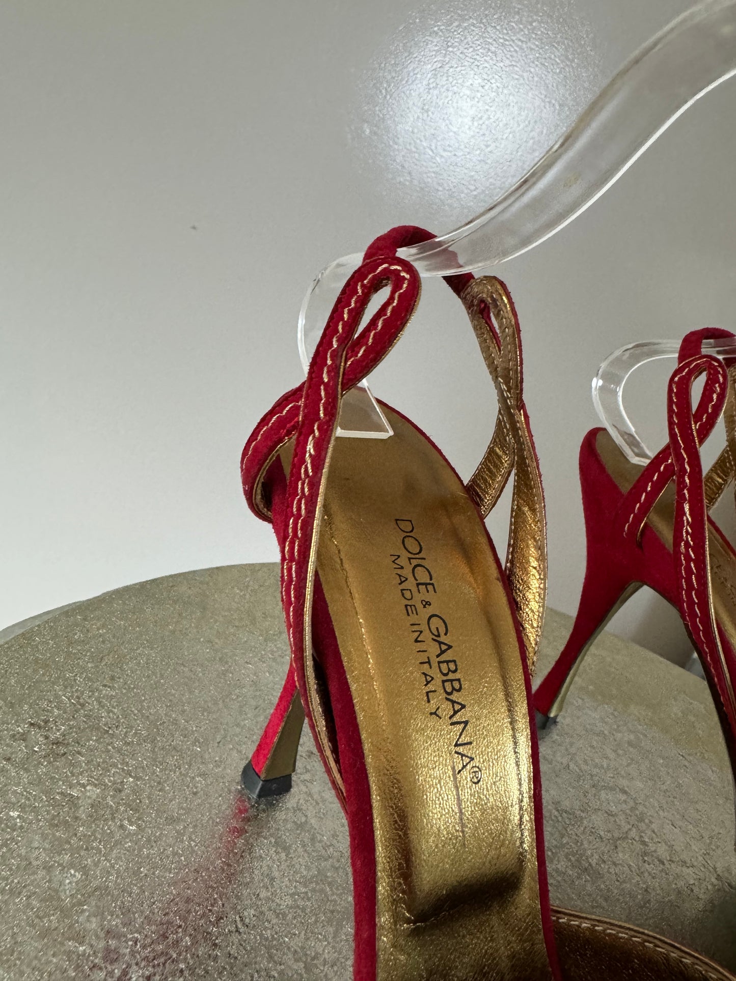 Dolce & Gabbana - Red Suede Slingback Sandals