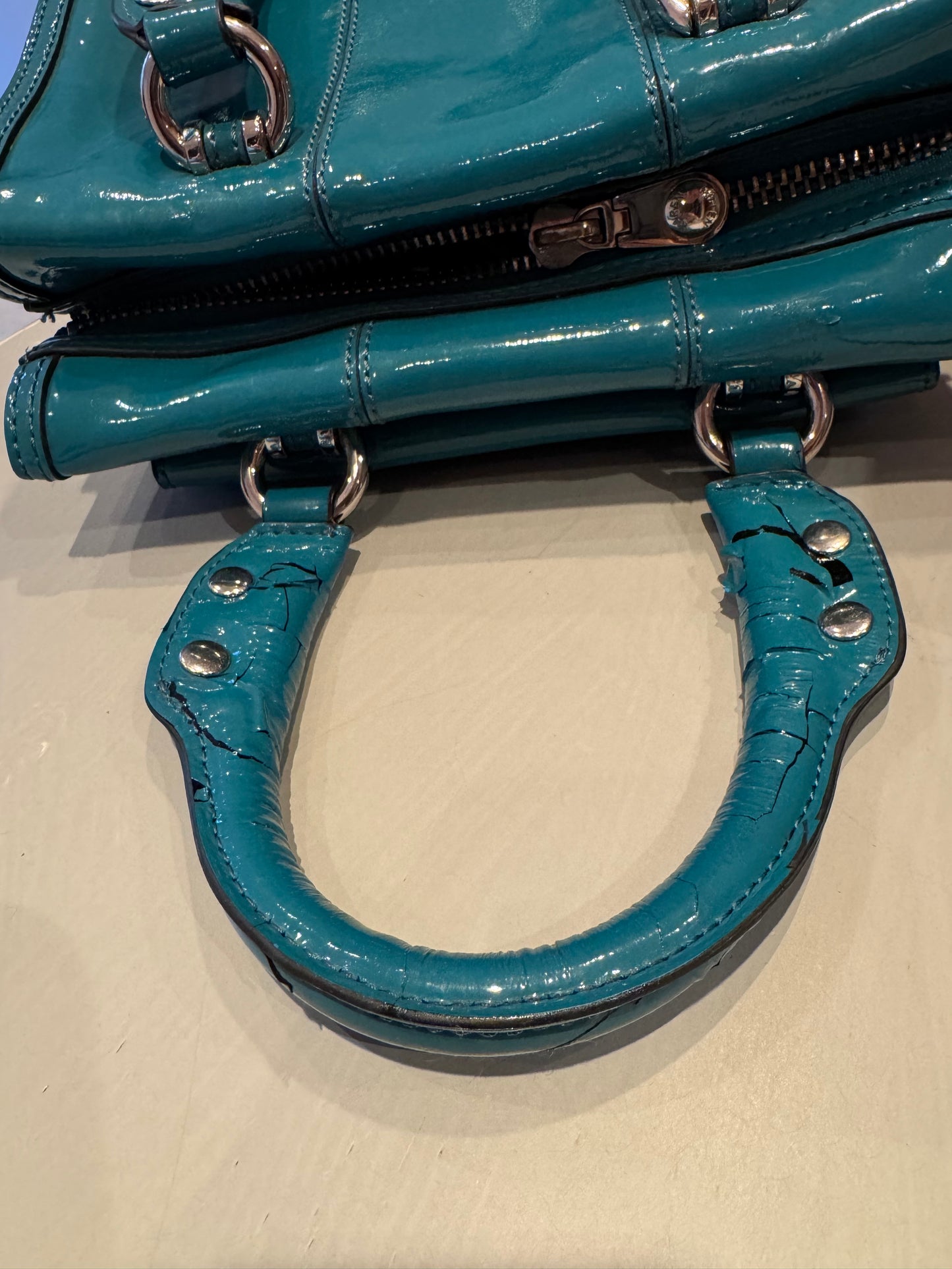 Karen Millen - Teal Patent Leather Handbag