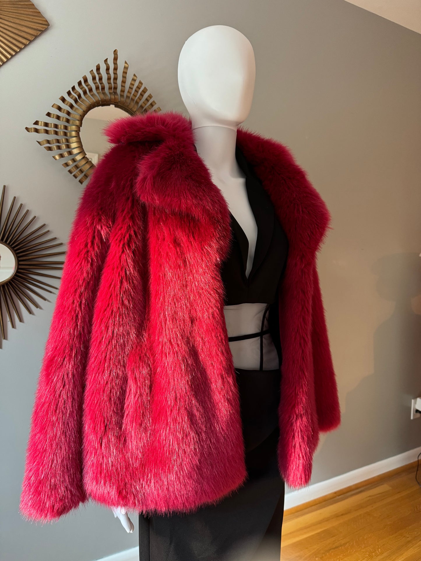 Michael Kors - Burgundy Faux Fur Short Coat