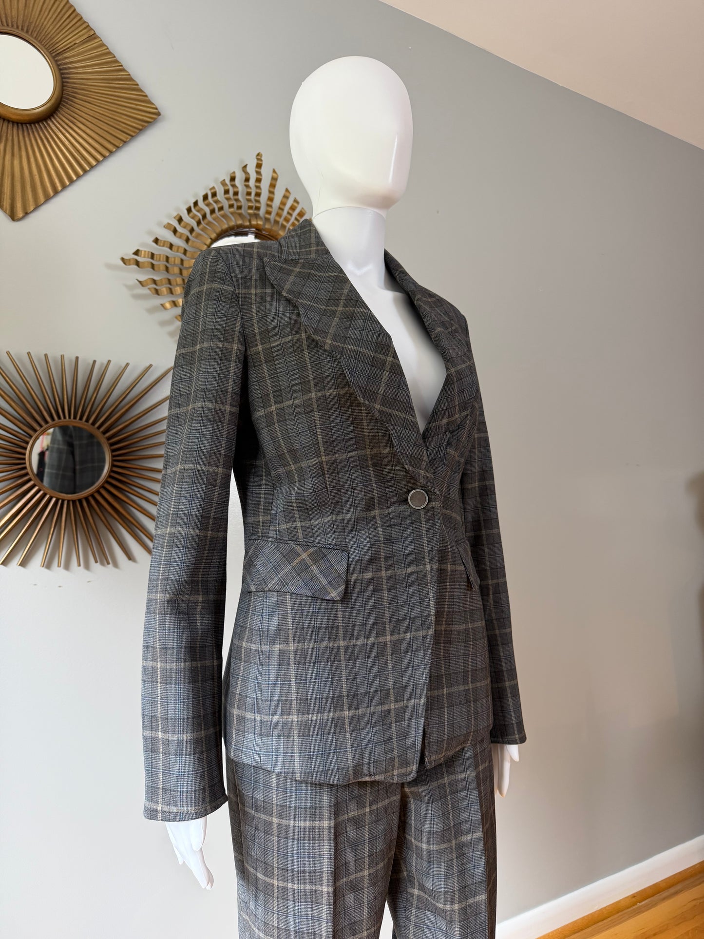 Etcetera - Blue & Grey Plaid Pantsuit