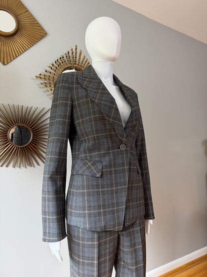 Etcetera - Blue & Grey Plaid Pantsuit