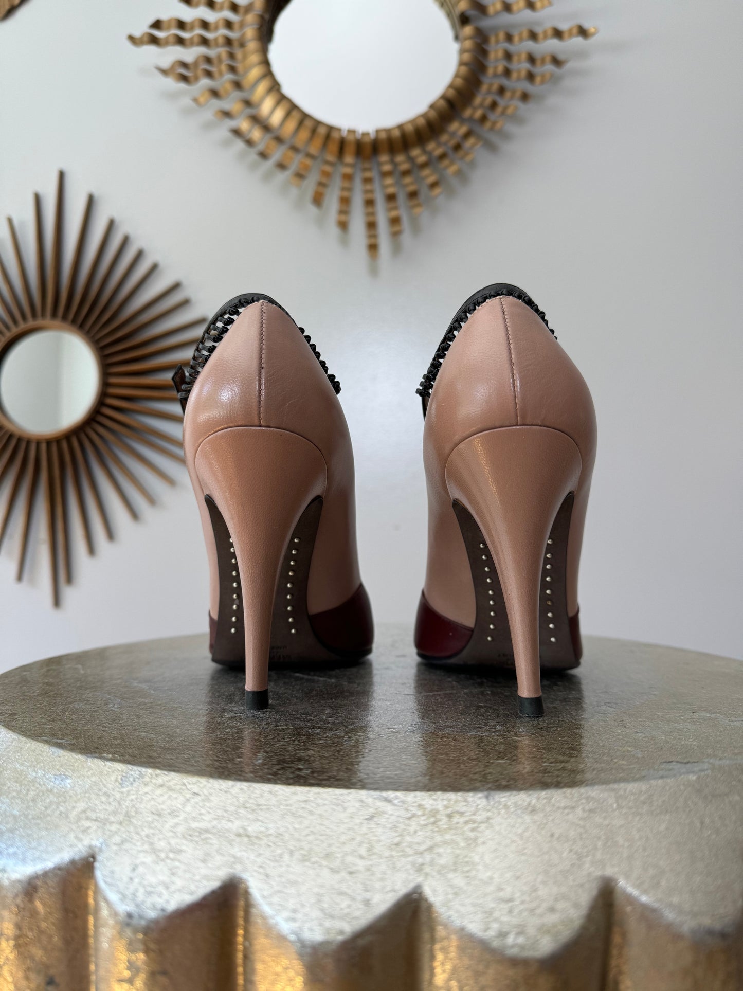 VALENTINO - Burgundy Scarpe Leather D’Orsay Heels