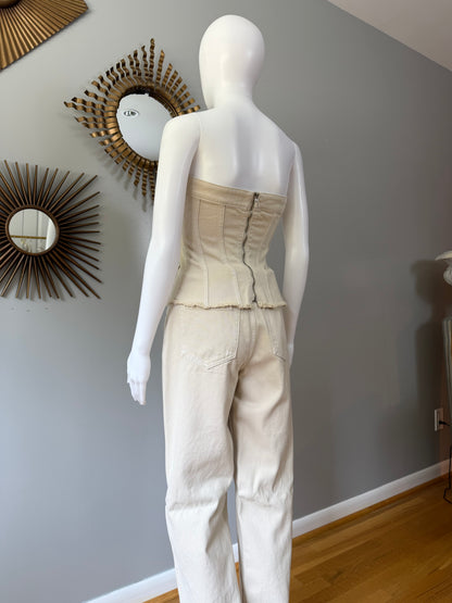 Mistress Rocks - Oat Denim Strapless Top and Jeans Set