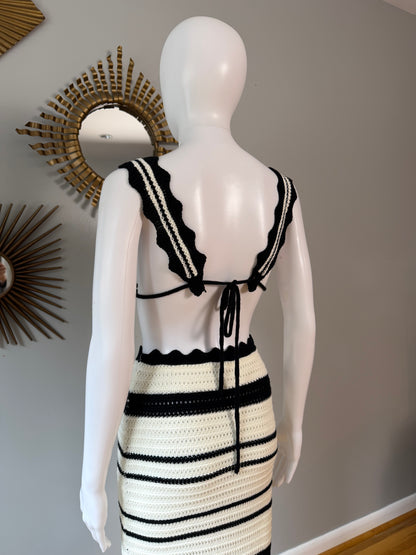 Meshki - Black & White Jadia Crochet Skirt Set