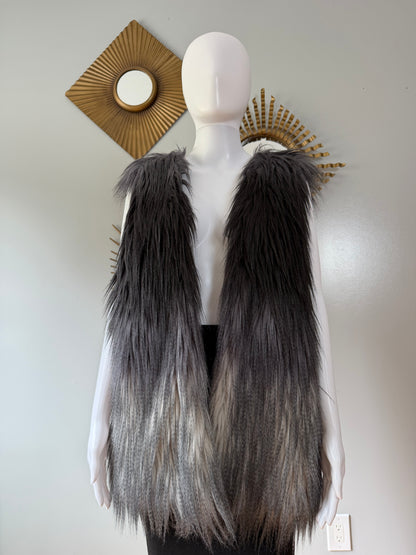 Melissa Paige - Grey Ombre Faux Fur Long Vest