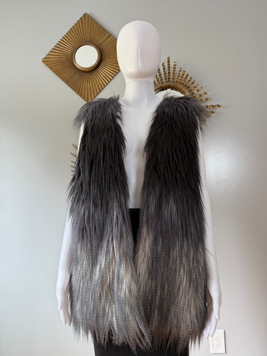 Melissa Paige - Grey Ombre Faux Fur Long Vest