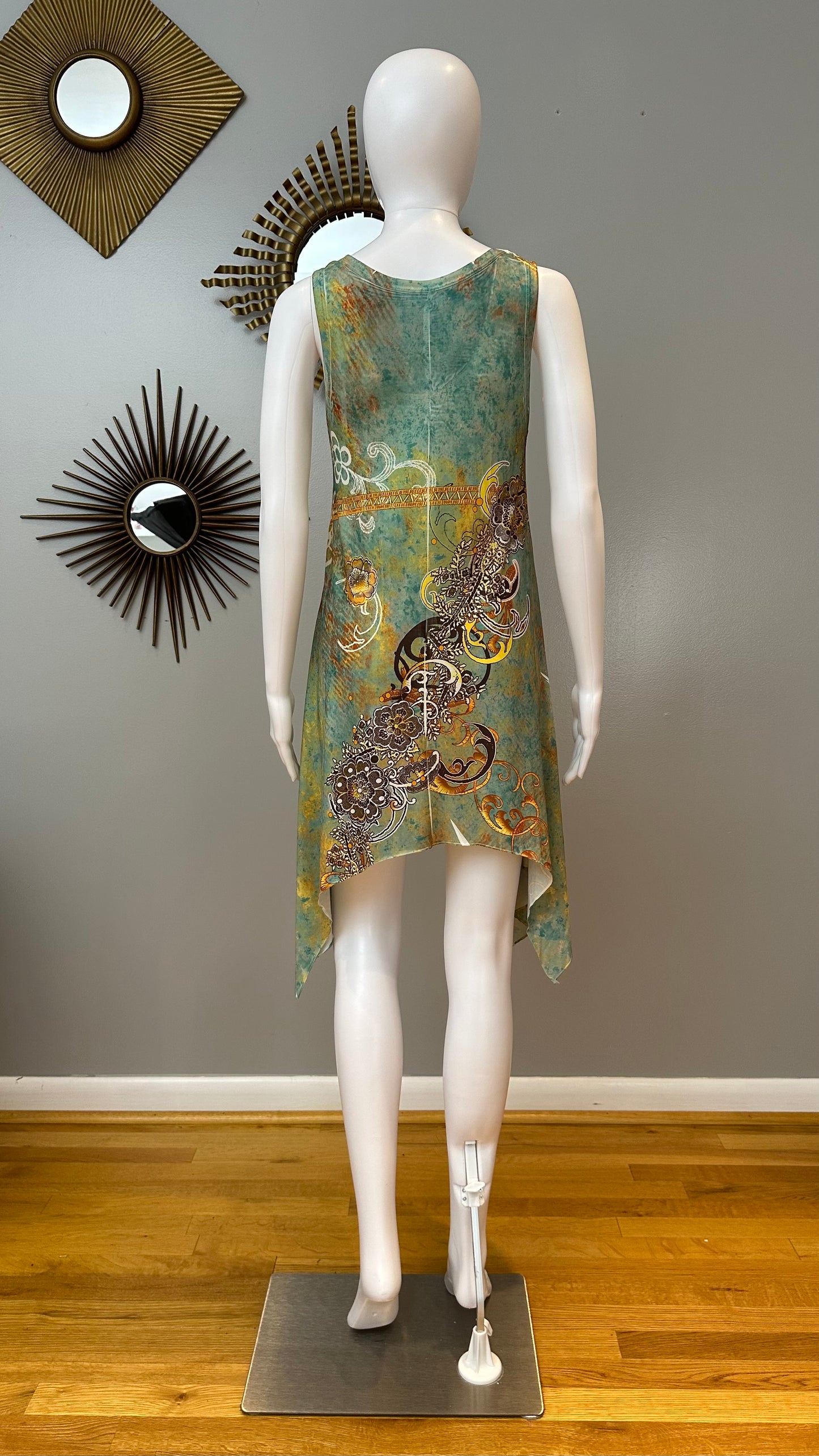 Green Printed High-low Dress